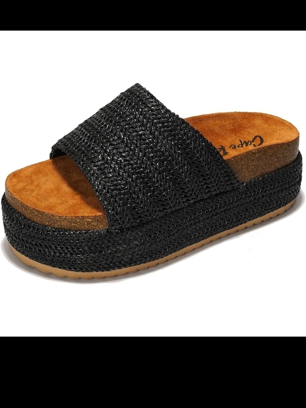 Cape Robbin Black Woven Platform Slide Sandals
